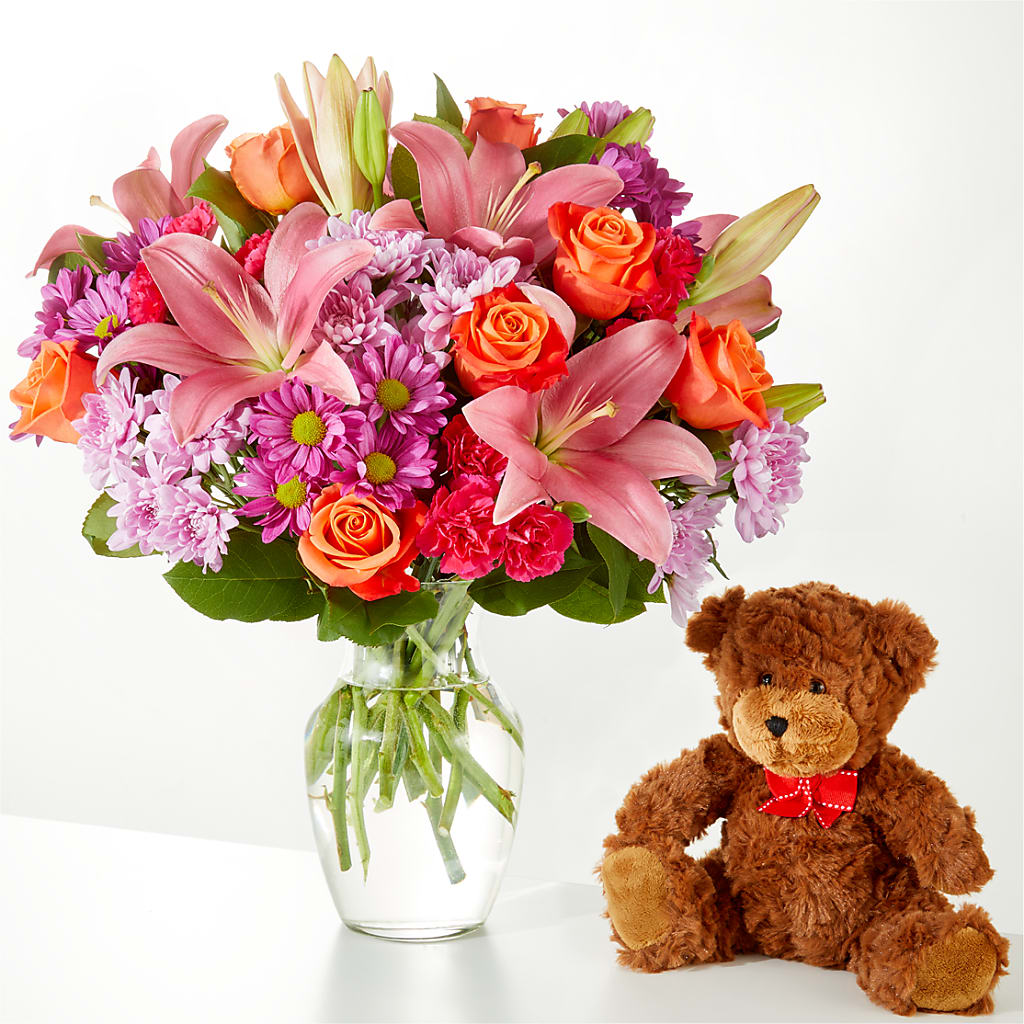 One and Only Bouquet and Bear Bundle – Blooming Designs By Michelle, Oakdale MN