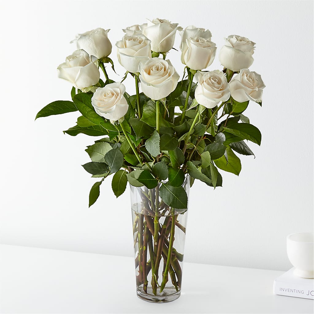 Long Stem White Rose Bouquet – Blooming Designs By Michelle, Oakdale MN