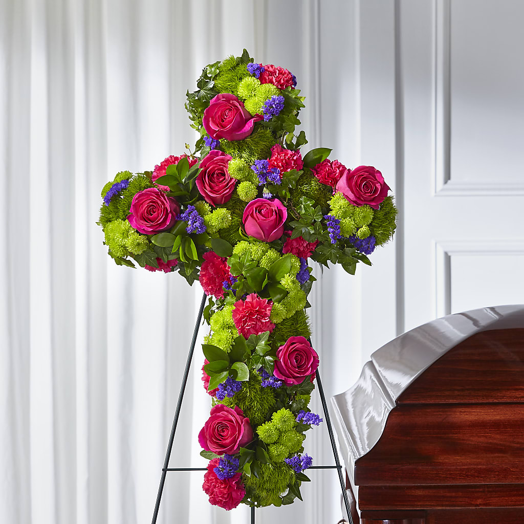Tribute Rose Floral Cross – Blooming Designs By Michelle, Oakdale MN