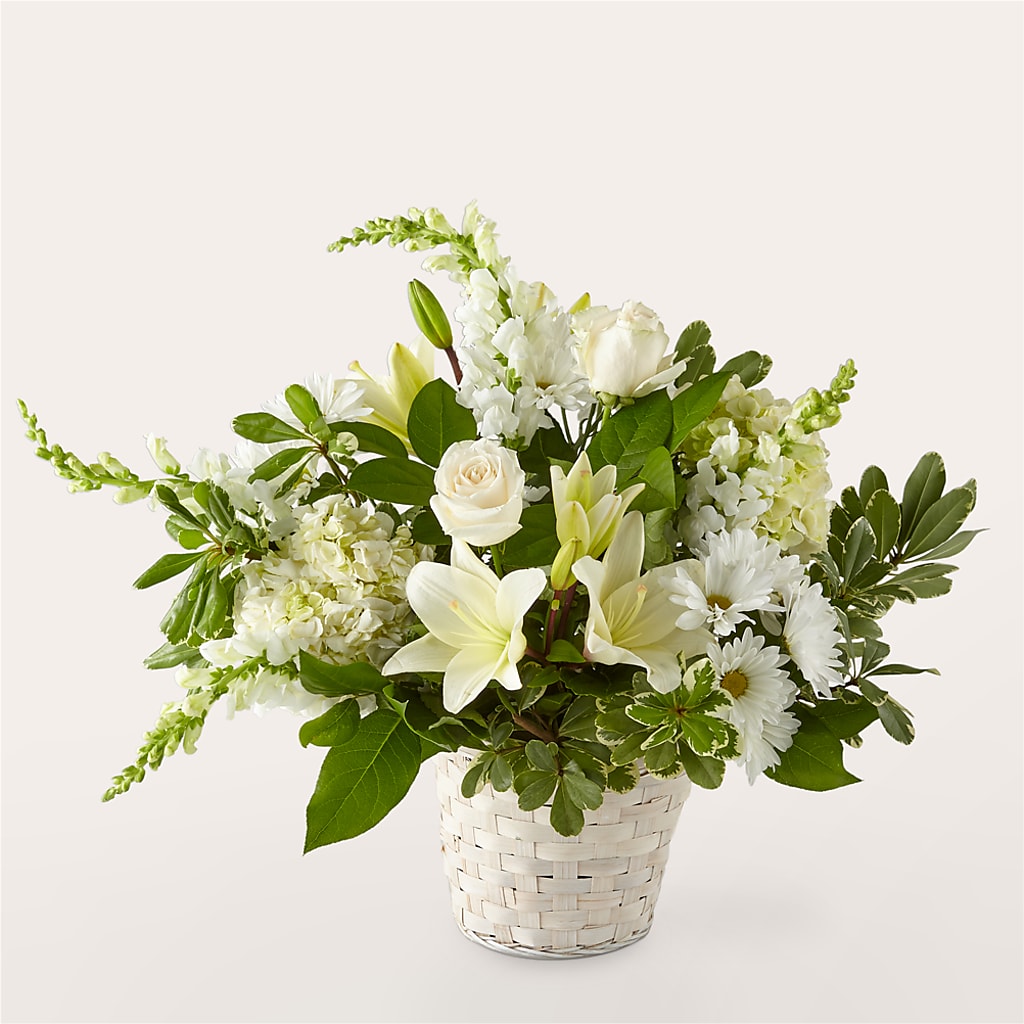 Ivory Elegance Floral Basket – Blooming Designs By Michelle, Oakdale MN