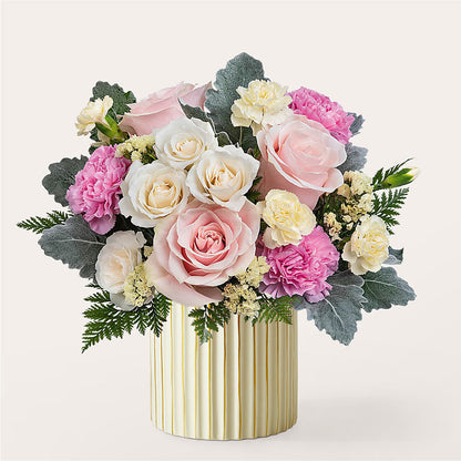 Blissful Moments Bouquet with Ivory Vase –  Blooming Designs By Michelle, Oakdale MN