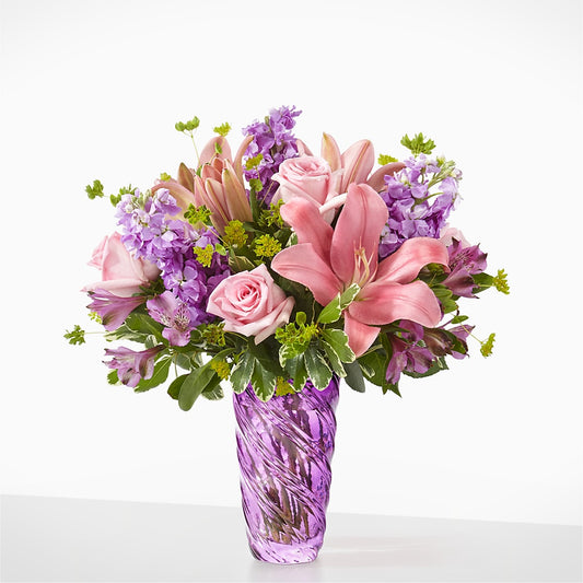 Precious Petals Bouquet with Luxe Swirl Vase –  Blooming Designs By Michelle, Oakdale MN