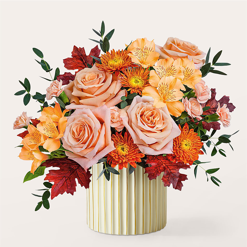 Spiced Latte Bouquet with Ivory Vase –  Blooming Designs By Michelle, Oakdale MN