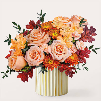 Spiced Latte Bouquet with Ivory Vase –  Blooming Designs By Michelle, Oakdale MN