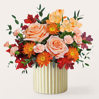 Spiced Latte Bouquet with Ivory Vase –  Blooming Designs By Michelle, Oakdale MN