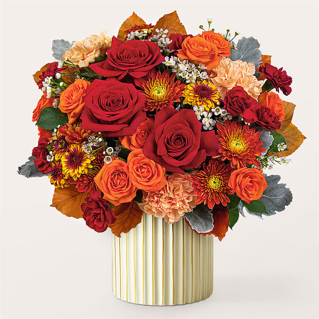 Merlot Bouquet with Ivory Vase –  Blooming Designs By Michelle, Oakdale MN